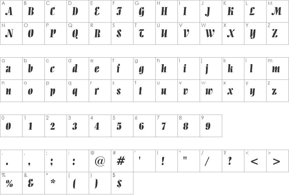HP-Allegro font character map preview