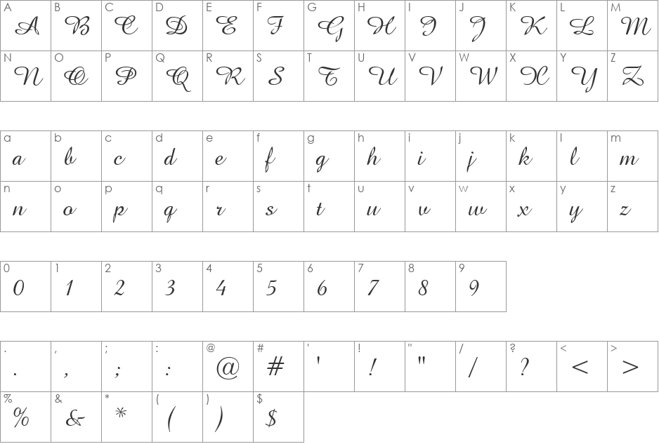 HP-Amazone font character map preview