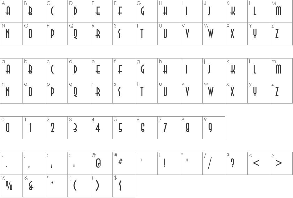 HP-Anatas font character map preview