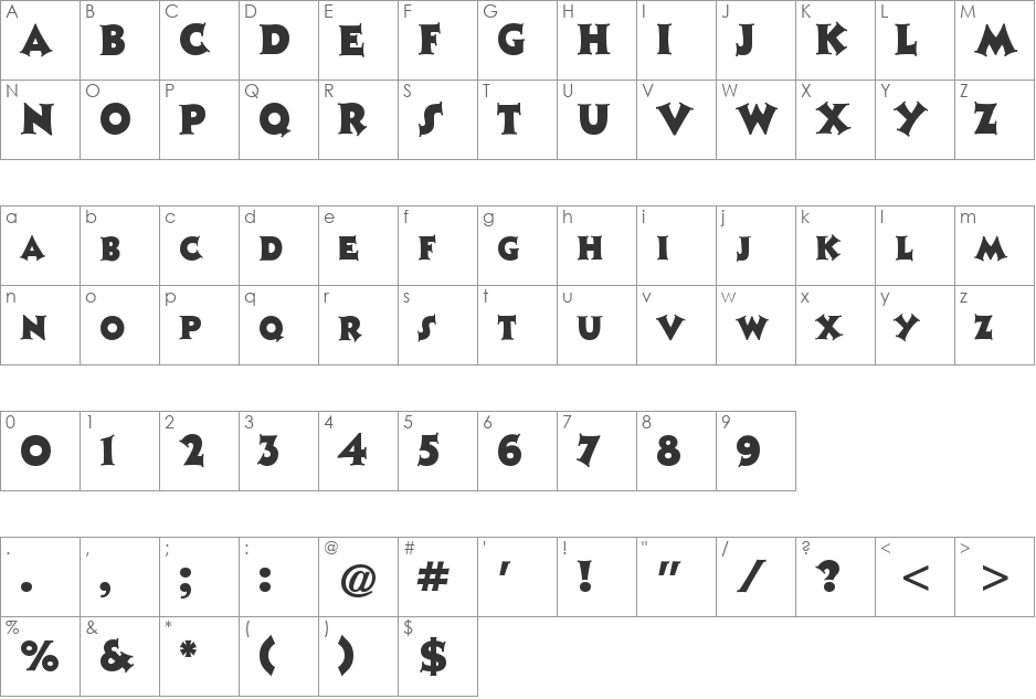 HP-Ashley font character map preview
