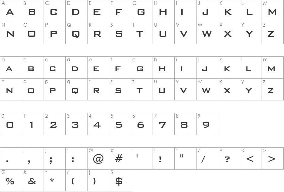 HP-Bank font character map preview