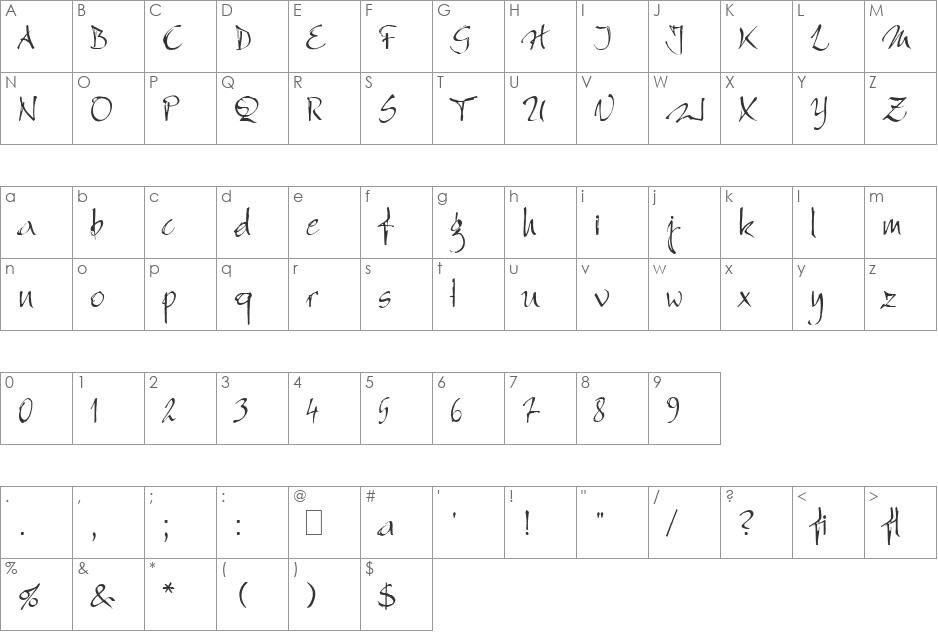 HP-Bergell font character map preview