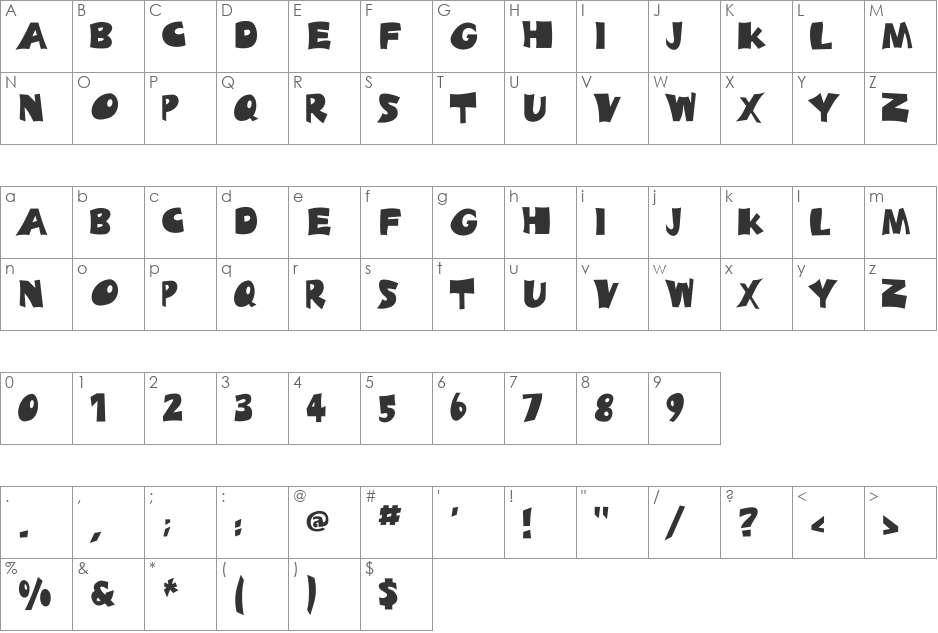 HP-Blasder font character map preview