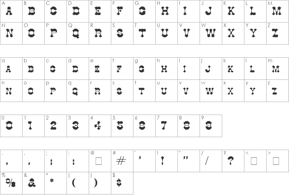 HP-Cottage font character map preview