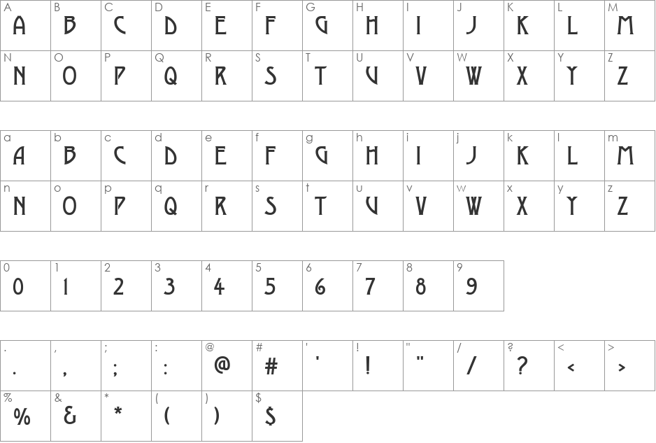 HP-Des-Solid font character map preview