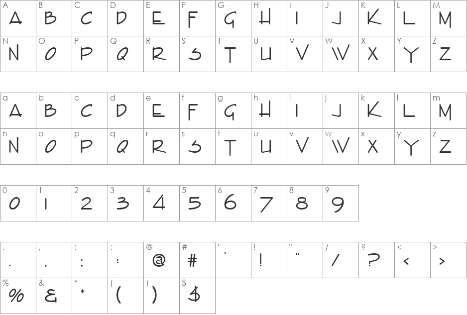 HP-Encino font character map preview