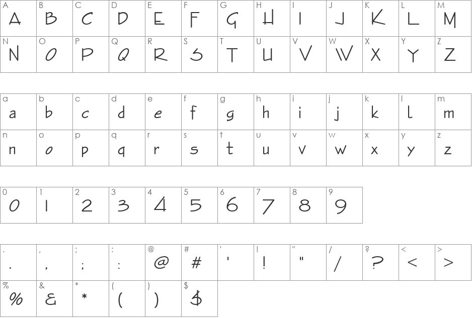 HP-Enviro font character map preview