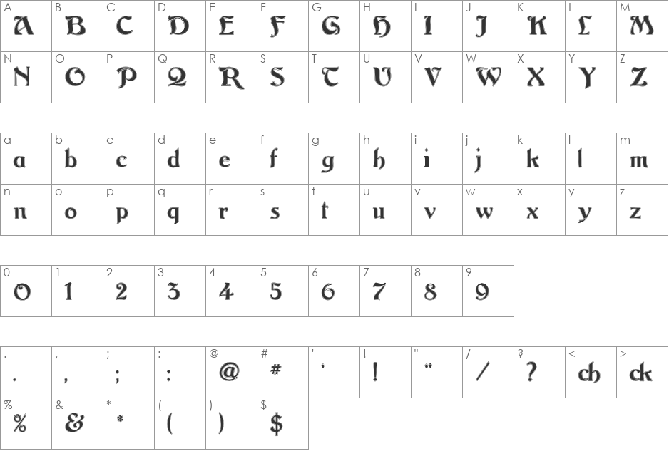 ArgosContour font character map preview