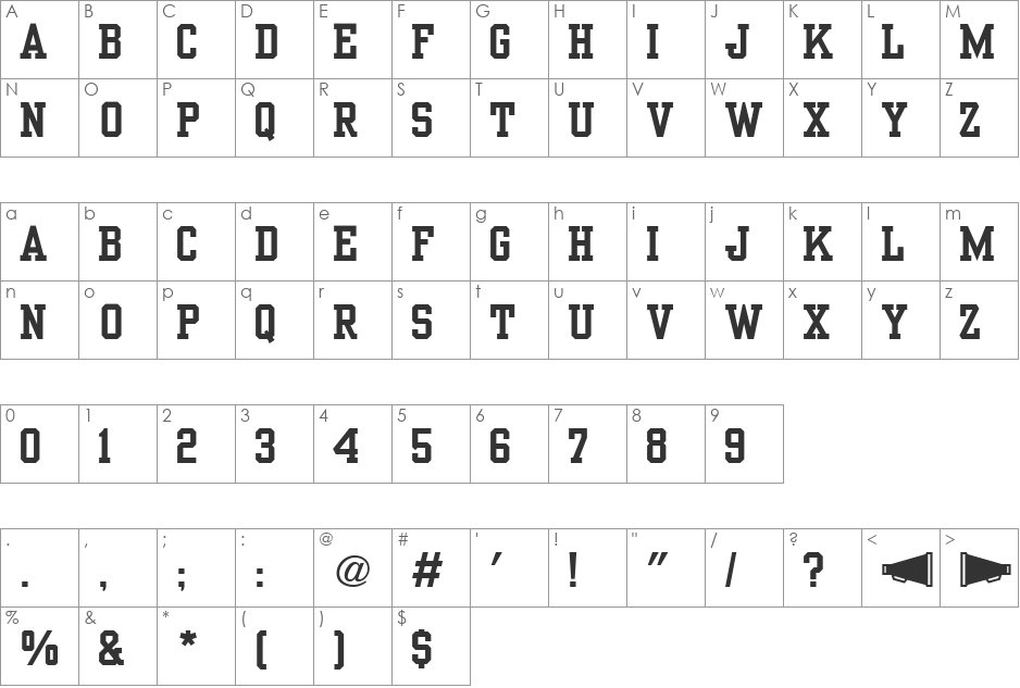 HP-Lam Nam font character map preview