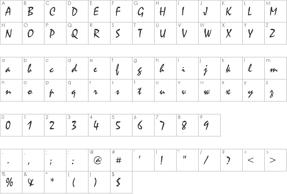 HP-Mysty font character map preview
