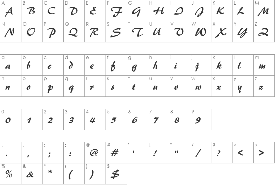 HP-Palette font character map preview