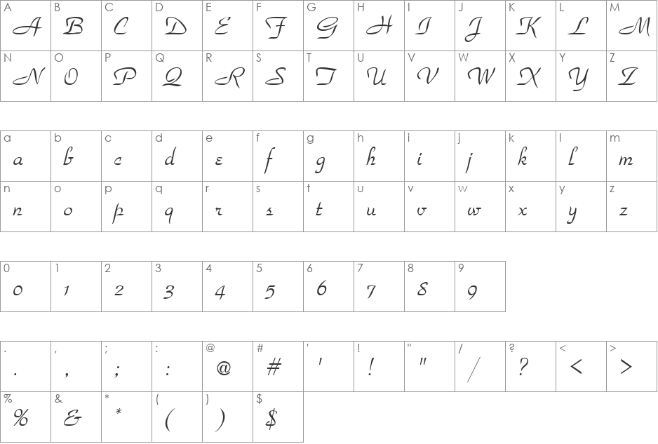 HP-Park font character map preview