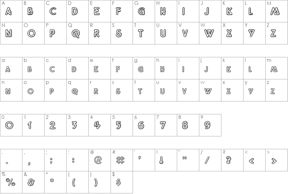 HP-Quantum font character map preview