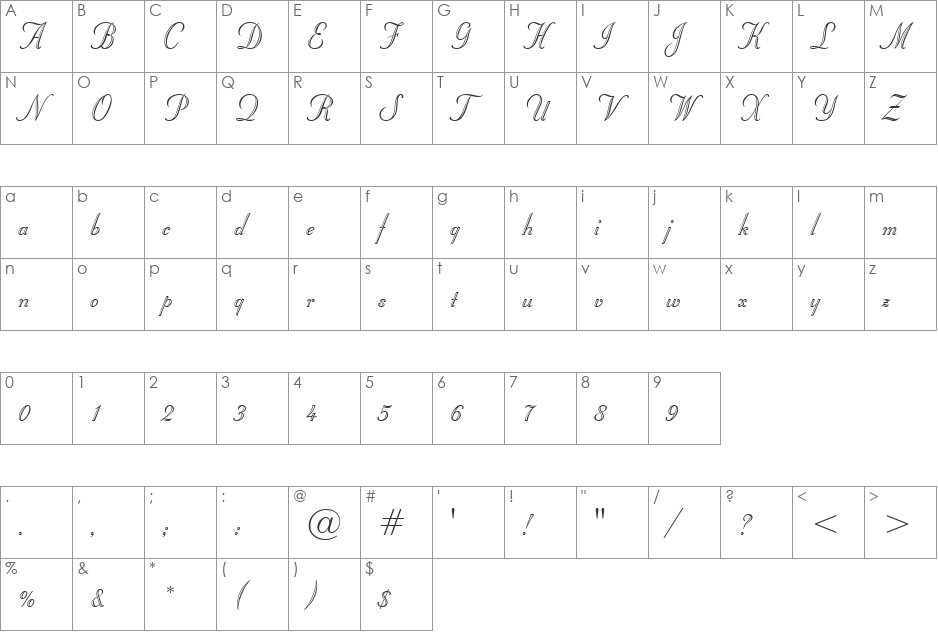 HP-Rechtmen font character map preview