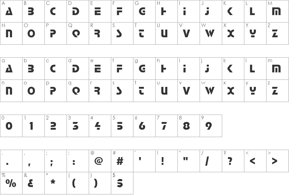 HP-Stop font character map preview