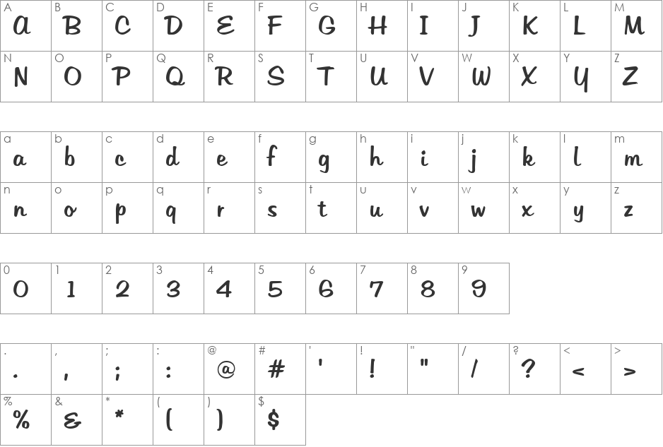 HP-Tabitha font character map preview