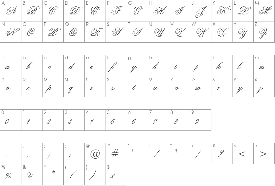 HP-Thu Thao font character map preview