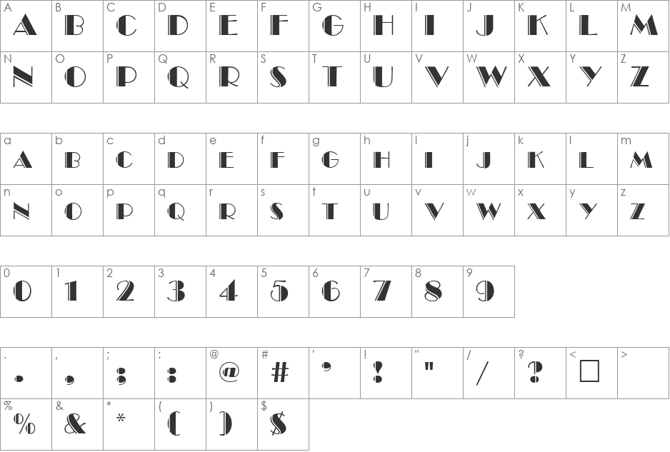HP-Top font character map preview