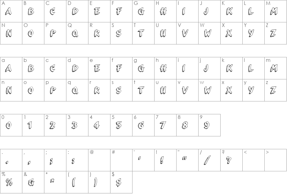HP-Trang Dai font character map preview