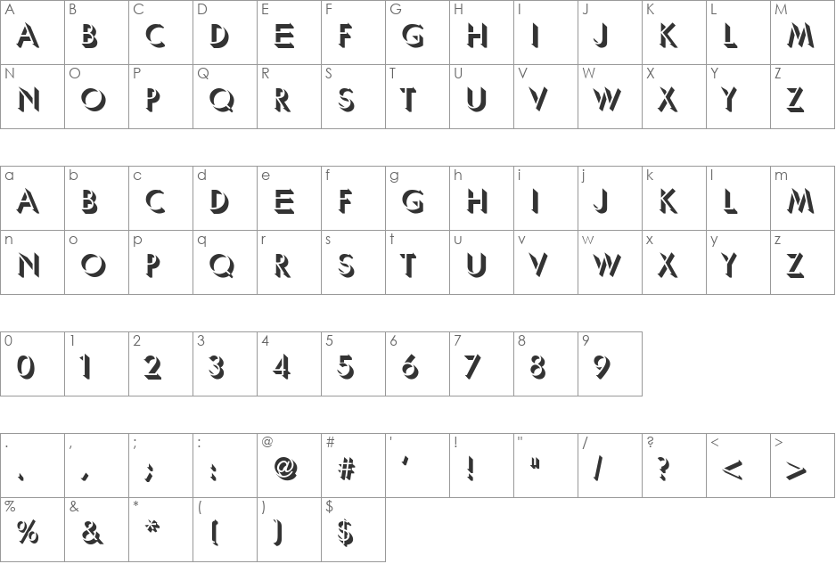 HP-Umbrella font character map preview