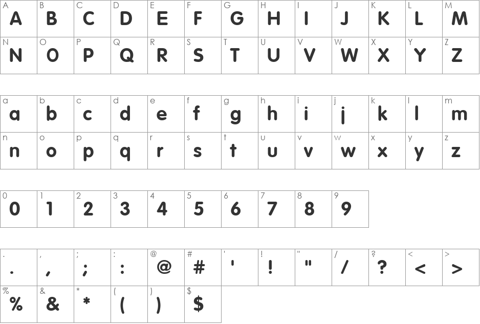 HP-Vari font character map preview