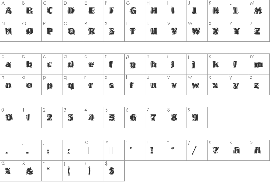 HP-Westwood font character map preview