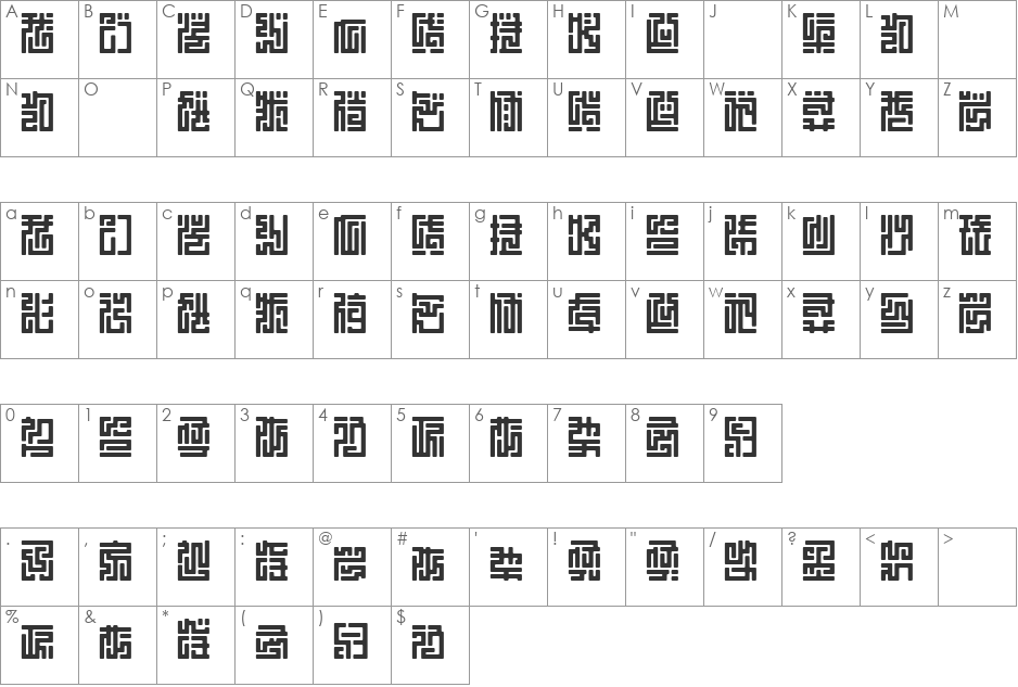 HRKtKAI font character map preview