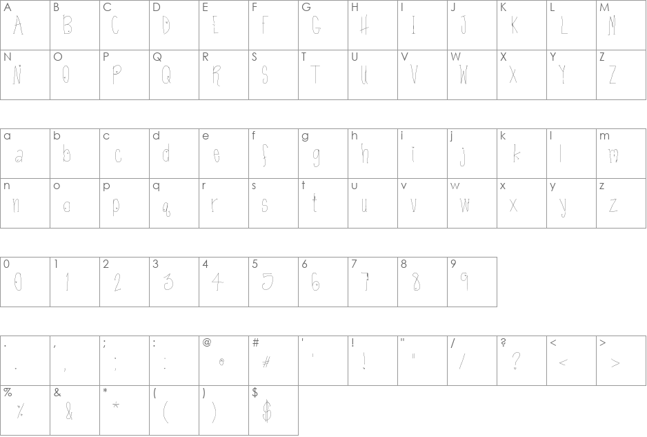 htKissMe font character map preview