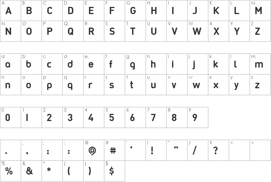 HublishRedux font character map preview