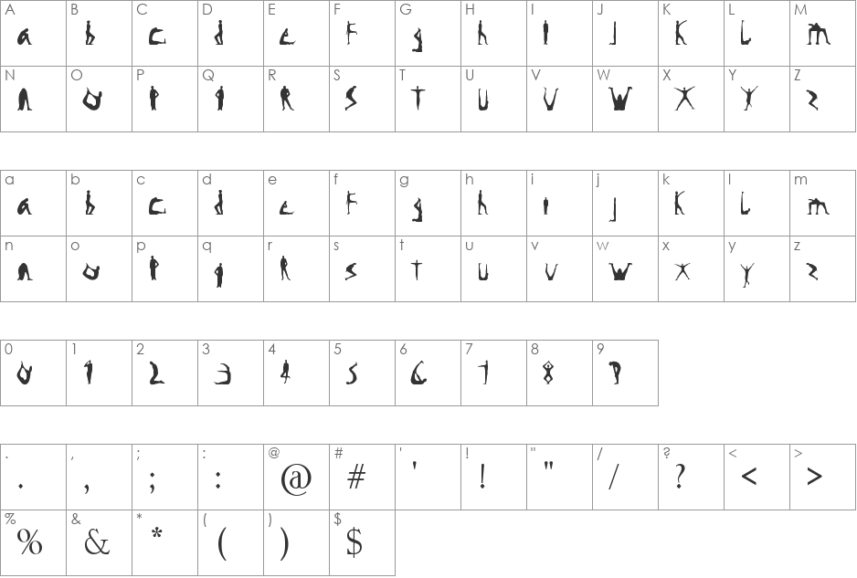 hufo font character map preview