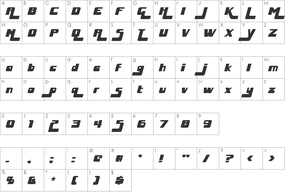 Huggy Bear font character map preview