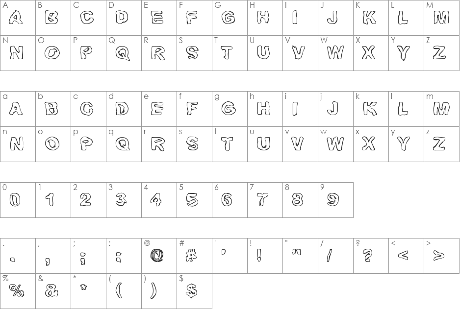 Huhtikuu2 font character map preview