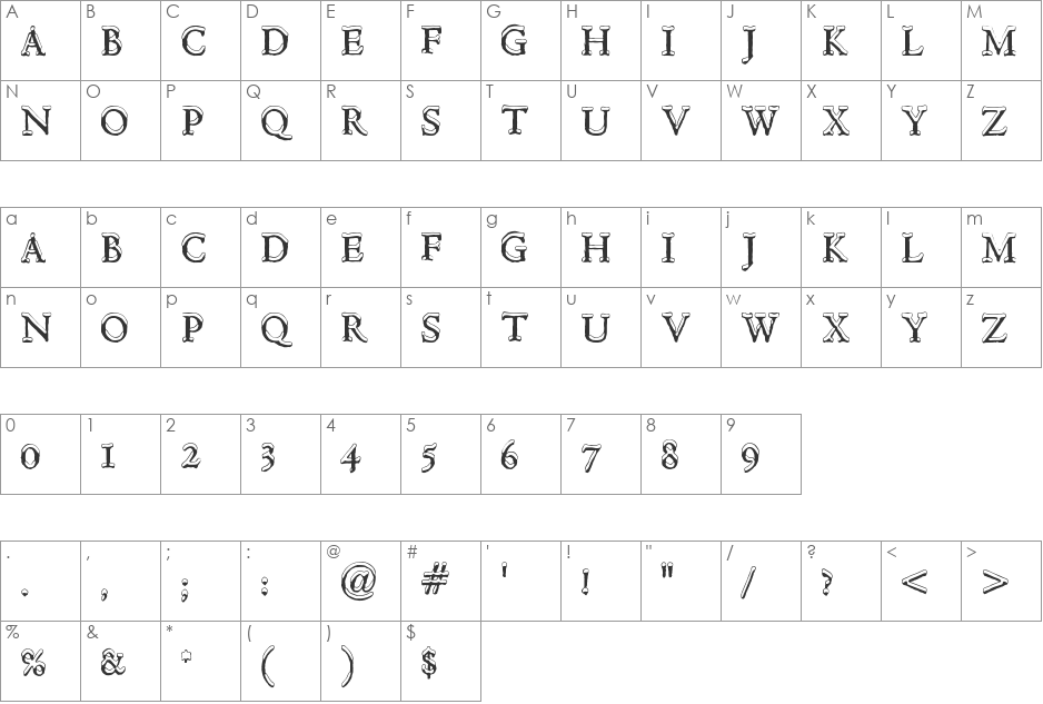 Hultog Snowdrift font character map preview