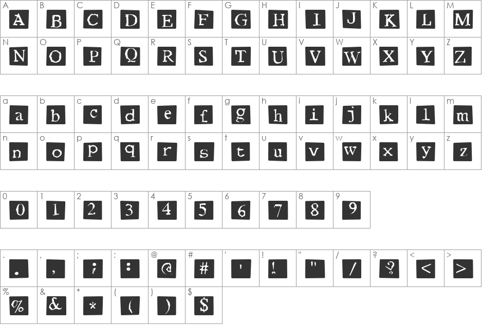 Human Condition font character map preview