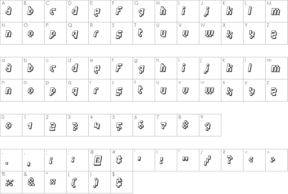 Humanoid font character map preview
