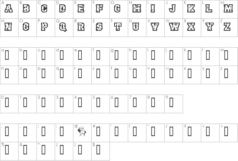 HUMANOID TYPHOON font character map preview