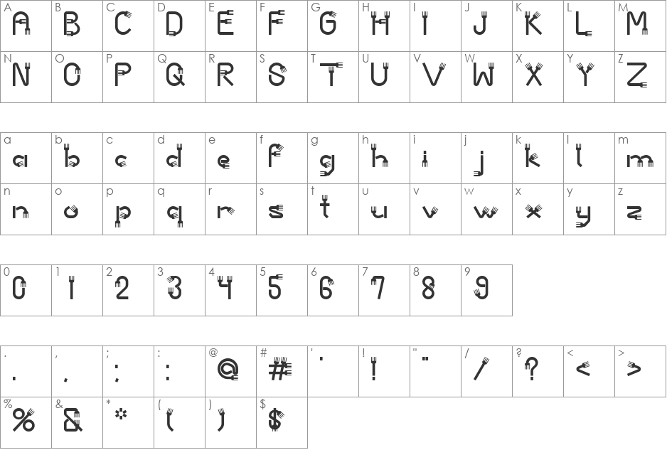 AC2-Forks font character map preview