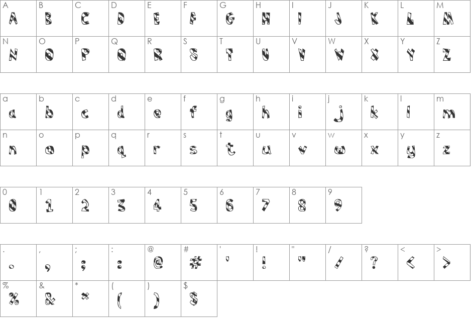 Humbug font character map preview