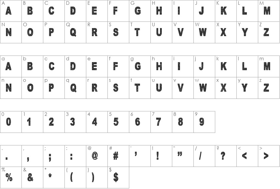 Humectez La Mouture font character map preview