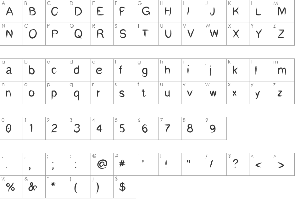 humswu font character map preview