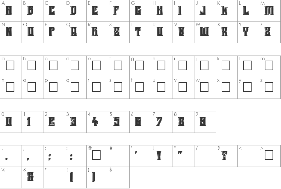 Hunter Black font character map preview