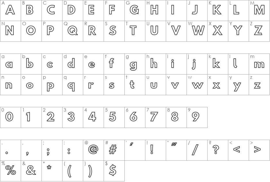 Hussar Ekologiczny font character map preview