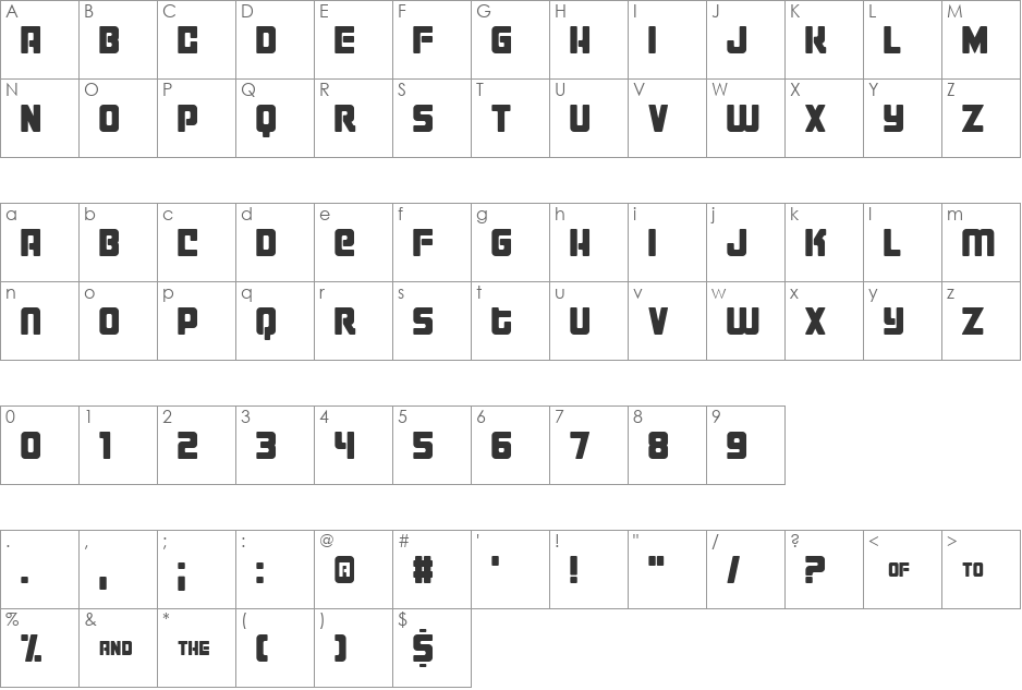 Hustle font character map preview