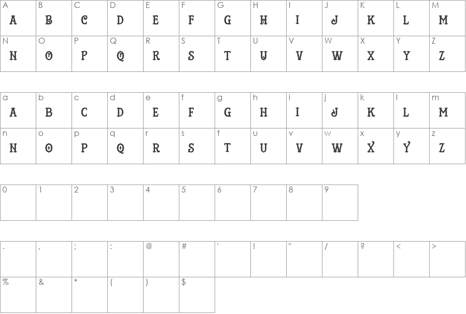 Hustlers Rough Demo font character map preview