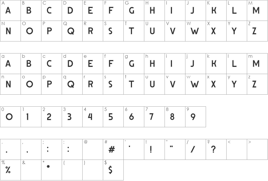 Hutan Lestari font character map preview