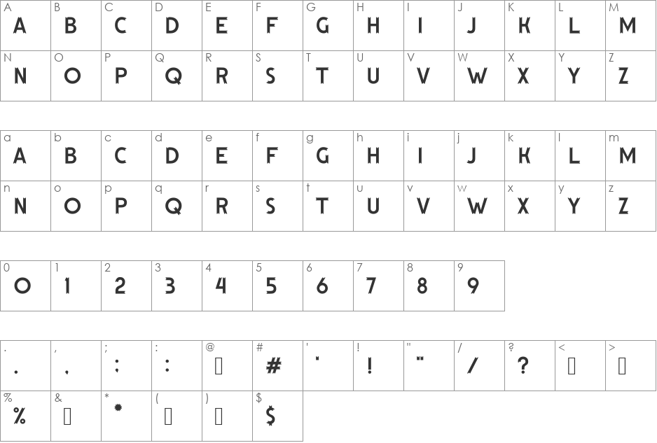 Hutan Lestari font character map preview