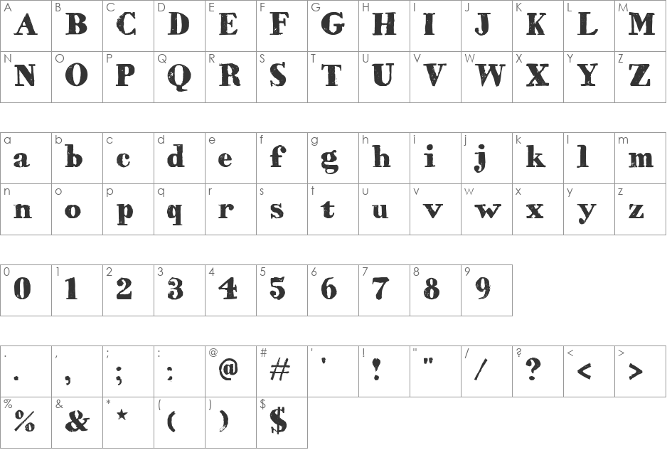 HVD Bodedo font character map preview