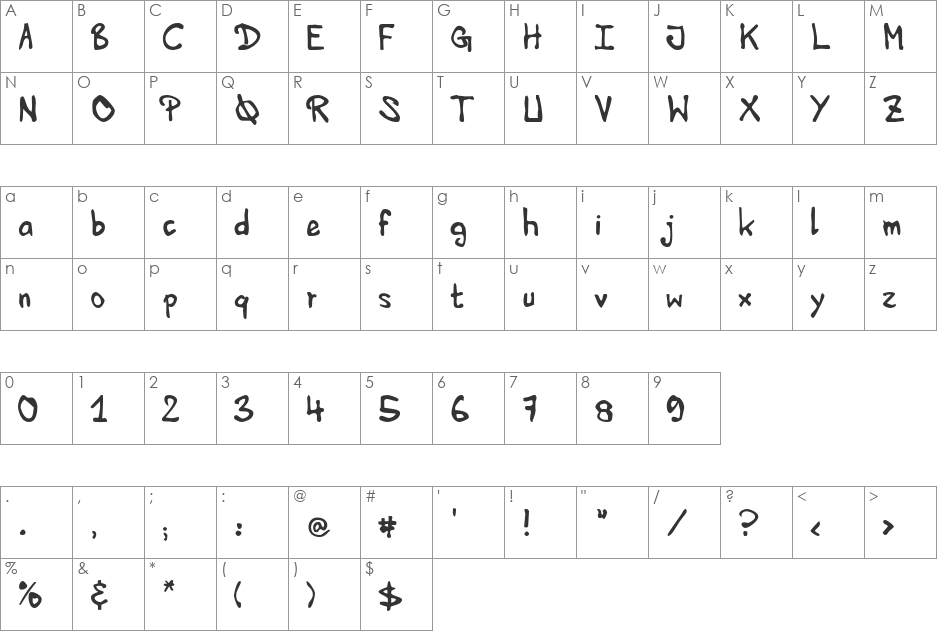 HVD Edding 780 font character map preview