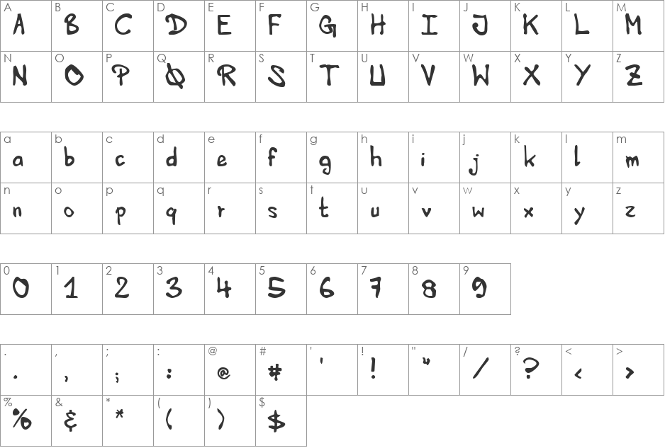 HVD Edding 780 font character map preview
