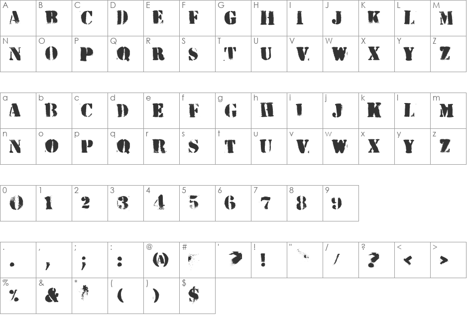 HVD Peace font character map preview